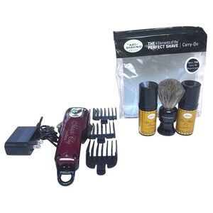 Wahl‎ Magic Clip Cordless Clipper & Art of Shaving Travel Kit Bundle Burgundy